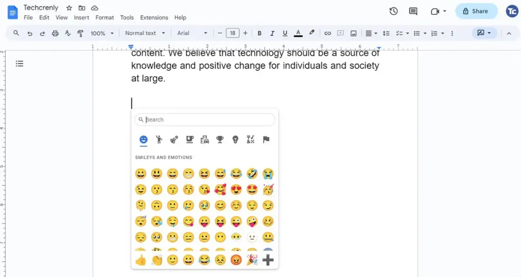 Google Docs emoji