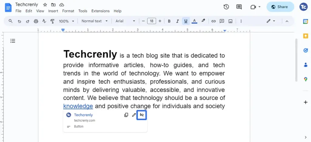 Remove hyperlinks in Google Docs